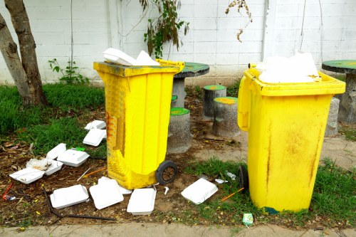 Community members participating in waste management